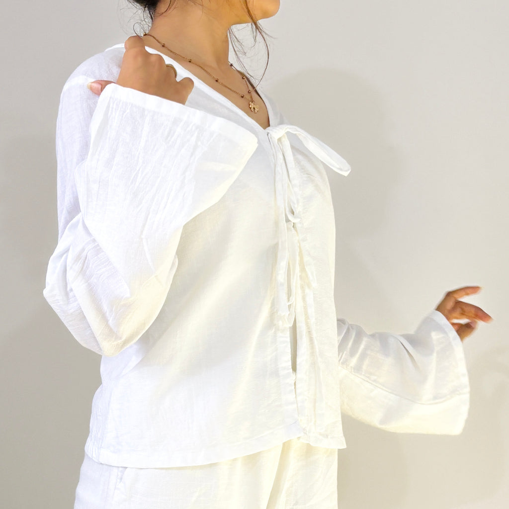 Aura V-Neck Tie-Up Blouse