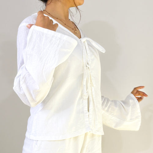 Aura V-Neck Tie-Up Blouse