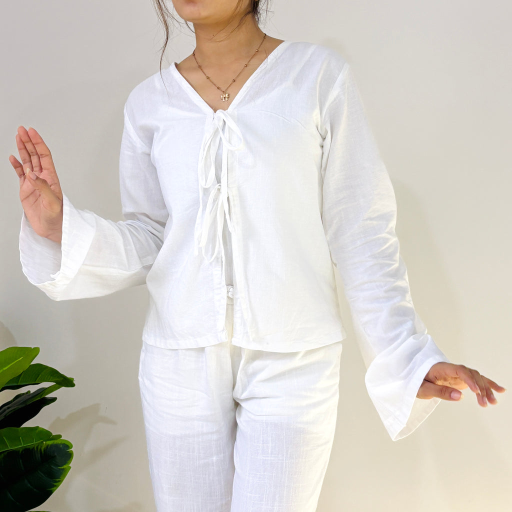 Aura V-Neck Tie-Up Blouse