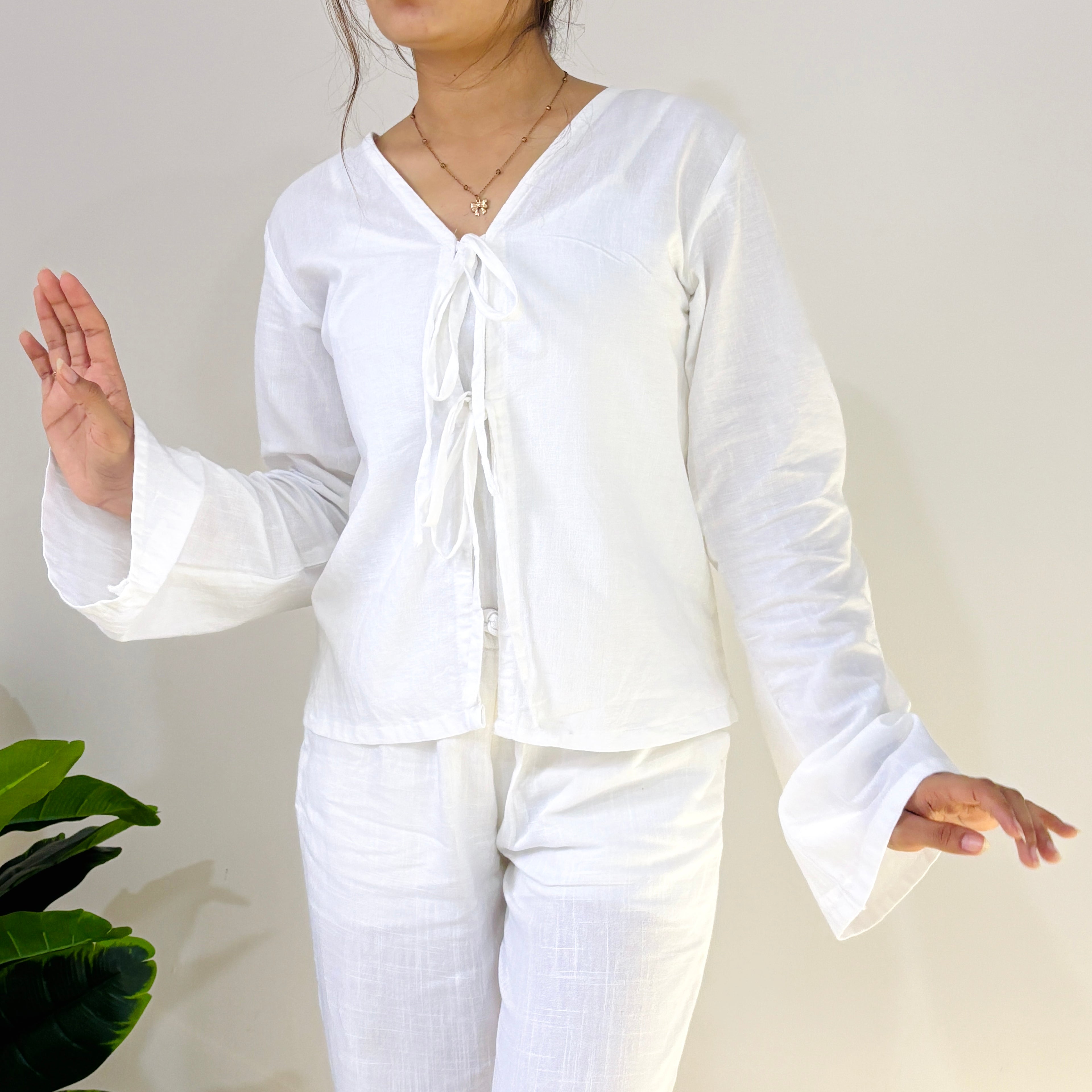 Aura V-Neck Tie-Up Blouse